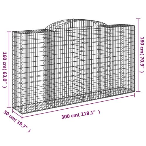  11 db íves horganyzott vas gabion kosár 300x50x160/180 cm