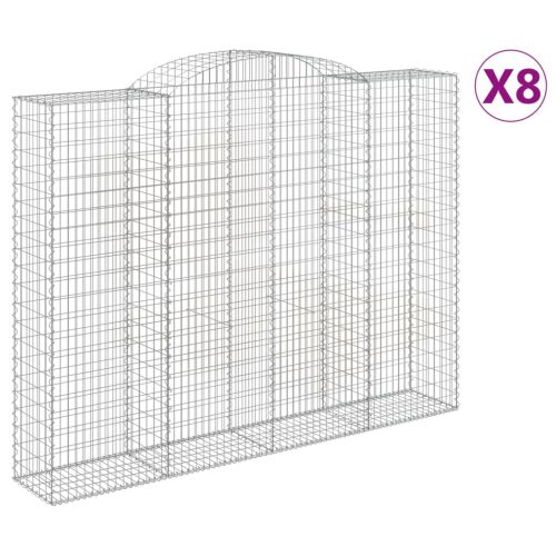 8 db íves horganyzott vas gabion kosár 300x50x220/240 cm