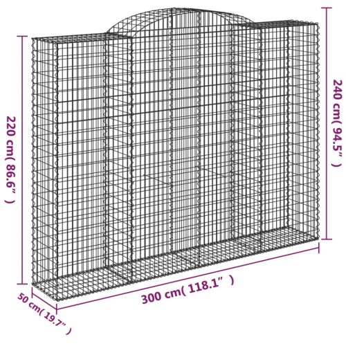  8 db íves horganyzott vas gabion kosár 300x50x220/240 cm