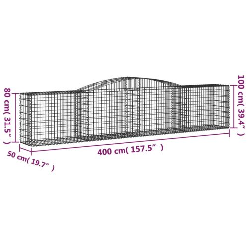  10 db íves horganyzott vas gabion kosár 400x50x80/100 cm
