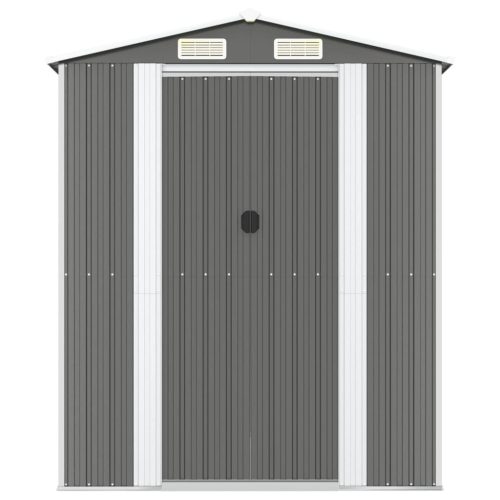  világosszürke horganyzott acél kerti fészer 192 x 191 x 223 cm