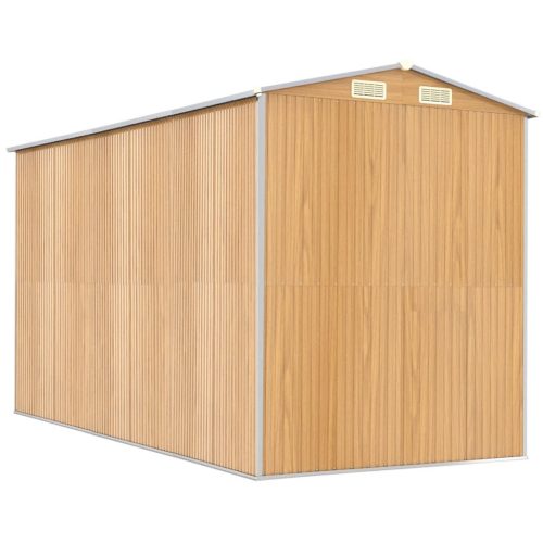  világosbarna horganyzott acél kerti fészer 192x357x223 cm