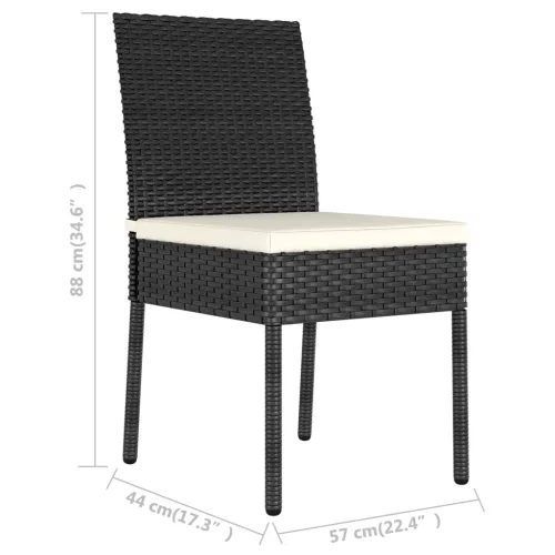  2 db fekete polyrattan kerti étkezőszék