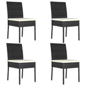  4 db fekete polyrattan kerti étkezőszék