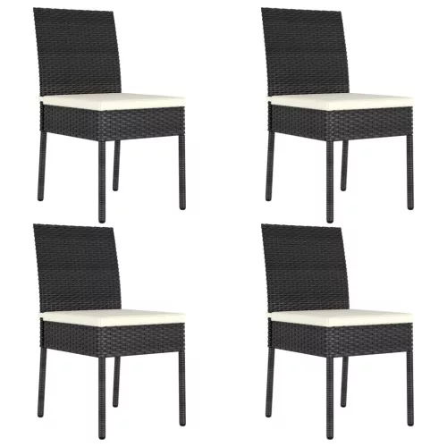  4 db fekete polyrattan kerti étkezőszék