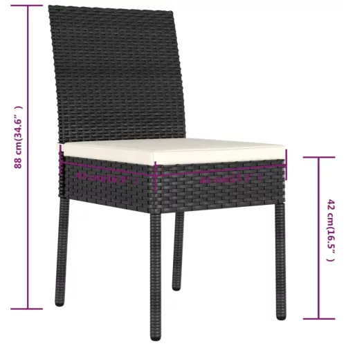  4 db fekete polyrattan kerti étkezőszék
