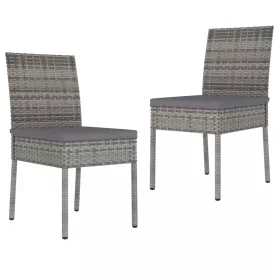  2 db szürke kerti polyrattan étkezőszék