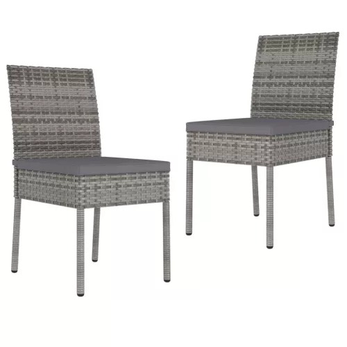  2 db szürke kerti polyrattan étkezőszék