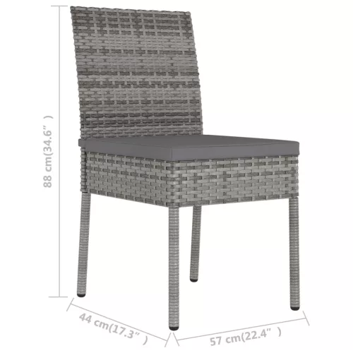  2 db szürke kerti polyrattan étkezőszék
