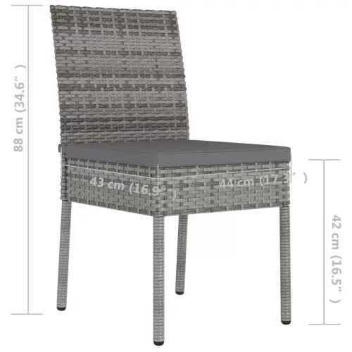  4 db szürke kerti polyrattan étkezőszék