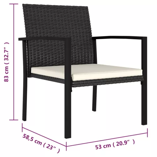  4 db fekete polyrattan kerti étkezőszék