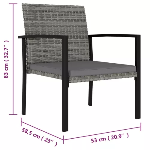  2 db szürke kerti polyrattan étkezőszék