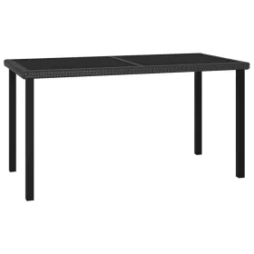  fekete polyrattan kerti étkezőasztal 140 x 70 x 73 cm