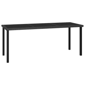 fekete polyrattan kerti étkezőasztal 180 x 70 x 73 cm