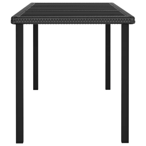  fekete polyrattan kerti étkezőasztal 180 x 70 x 73 cm