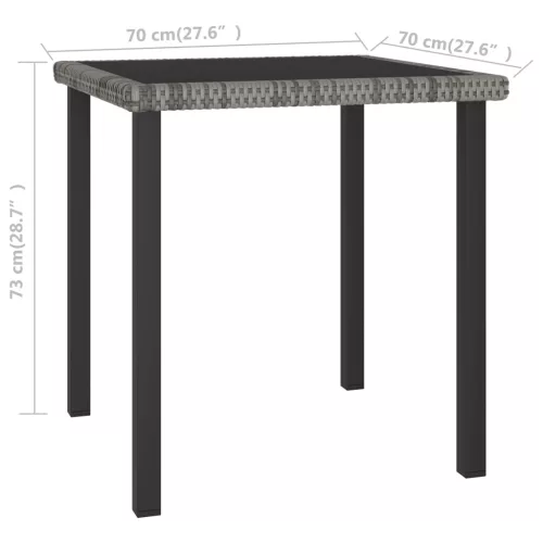  szürke polyrattan kerti étkezőasztal 70 x 70 x 73 cm