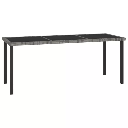  szürke polyrattan kerti étkezőasztal 180 x 70 x 73 cm