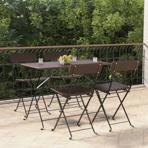  4 db barna polyrattan összecsukható bisztrószék