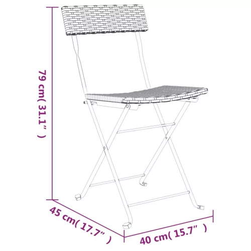  4 db barna polyrattan összecsukható bisztrószék