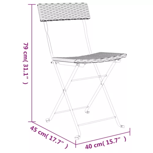 6 db szürke polyrattan összecsukható bisztrószék