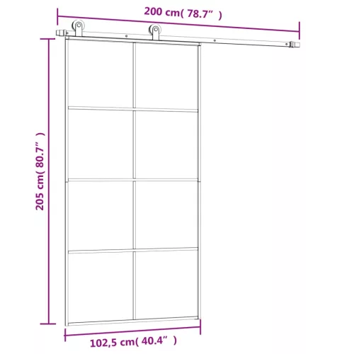  ESG üveg-alumínium tolóajtó fémszerelvény-szettel 102,5x205 cm