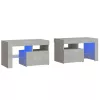  2 db betonszürke LED-lámpás éjjeliszekrény 70x36,5x40 cm