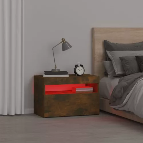  füstös tölgy színű éjjeliszekrény LED világítással 60x35x40 cm