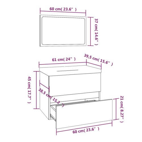  füstös tölgy színű szerelt fa fürdőszobai bútorszett
