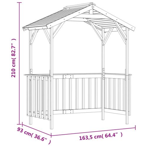 impregnált fenyőfa grillezőfészer 163,5 x 93 x 210 cm