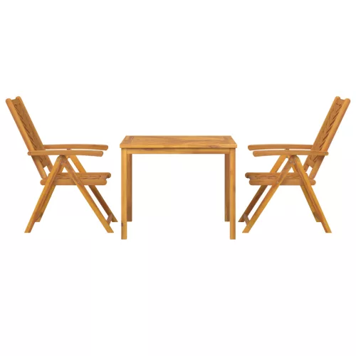  3 Darabos Kerti Étkező Szett Tömör Fa Akác