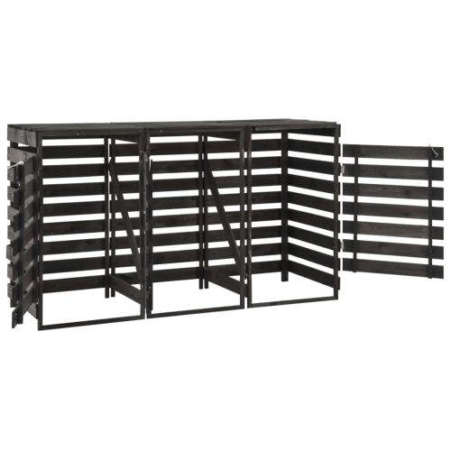  festett tömör fenyőfa tripla kerekeskuka-tároló 210x75x121 cm