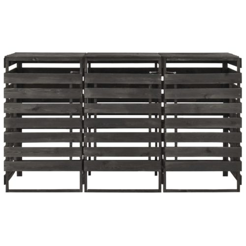  festett tömör fenyőfa tripla kerekeskuka-tároló 210x75x121 cm