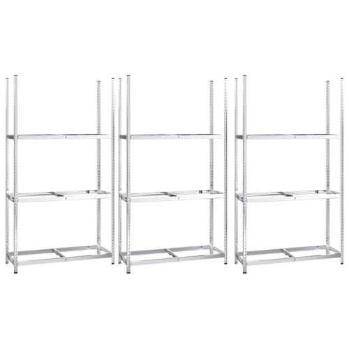  3 db ezüstszínű 3 szintes acél gumiabroncstartó 110x40x200 cm