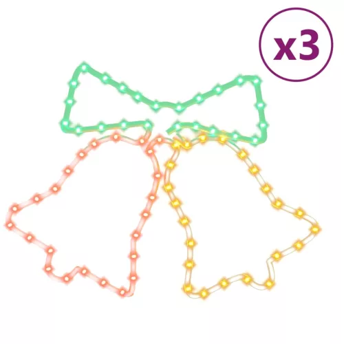  3 db karácsonyi harangok 72 LED-del 50x56 cm