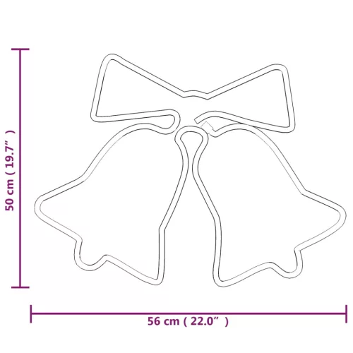  3 db karácsonyi harangok 72 LED-del 50x56 cm