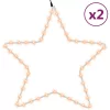  2 db meleg fehér karácsonyi csillagok 48 LED-del 56 cm