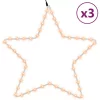  3 db meleg fehér karácsonyi csillagok 48 LED-del 56 cm
