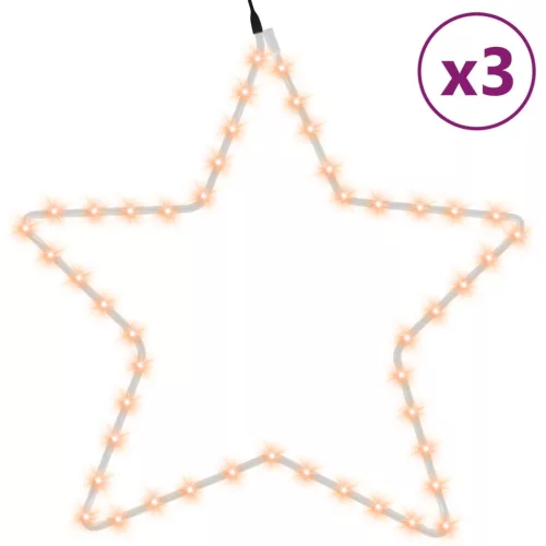  3 db meleg fehér karácsonyi csillagok 48 LED-del 56 cm