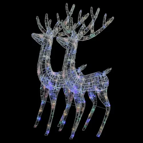  2 db színes XXL akril karácsonyi rénszarvas 250 LED 180 cm