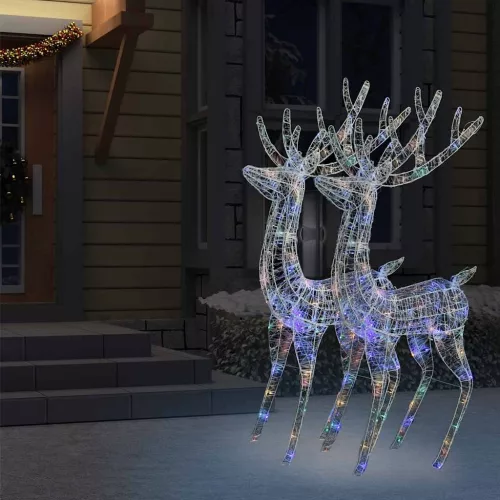  2 db színes XXL akril karácsonyi rénszarvas 250 LED 180 cm