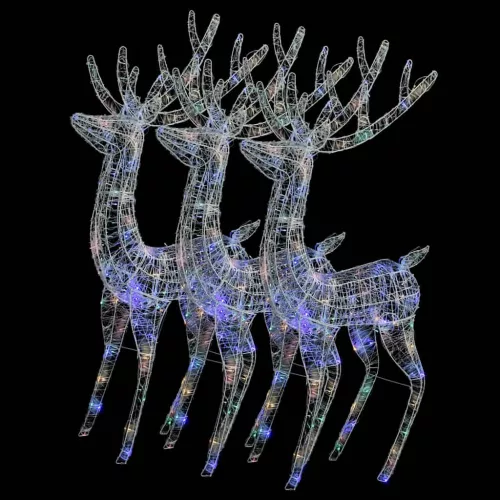 3 db színes XXL akril karácsonyi rénszarvas 250 LED 180 cm