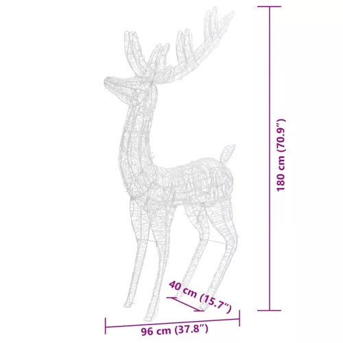  3 db színes XXL akril karácsonyi rénszarvas 250 LED 180 cm