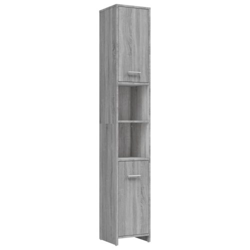  4 részes szürke sonoma színű szerelt fa fürdőszobai bútorszett