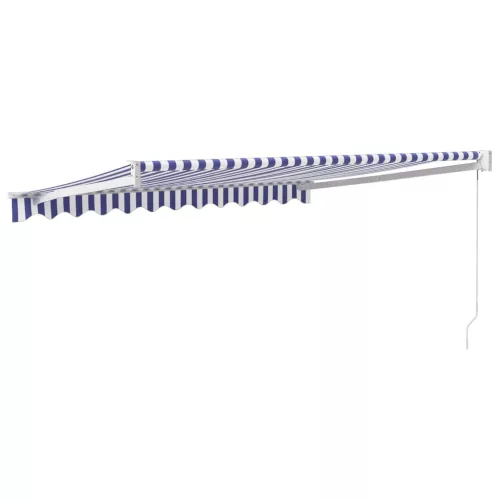  kék és fehér szövet és alumínium behúzható napellenző 3 x 2,5 m