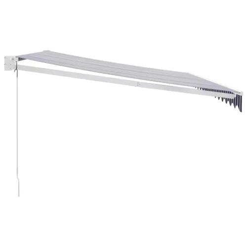  kék és fehér szövet és alumínium behúzható napellenző 4 x 3 m