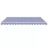  kék és fehér szövet és alumínium behúzható napellenző 4,5 x 3 m