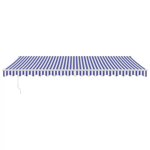  kék és fehér szövet és alumínium behúzható napellenző 5 x 3 m