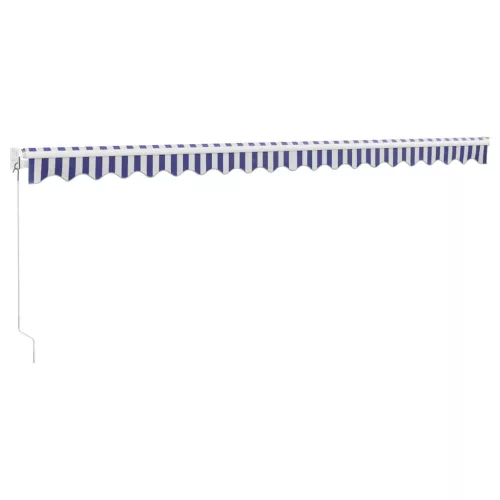  kék és fehér szövet és alumínium behúzható napellenző 5 x 3 m