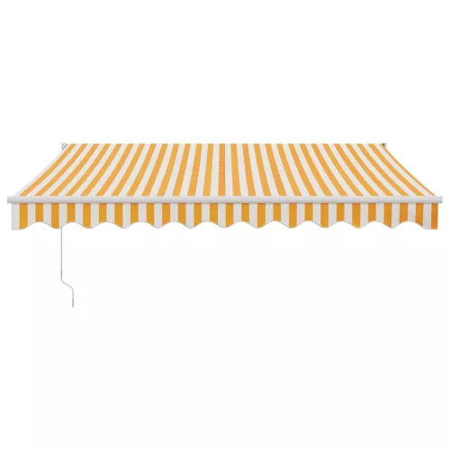  sárga-fehér szövet és alumínium behúzható napellenző 3 x 2,5 m