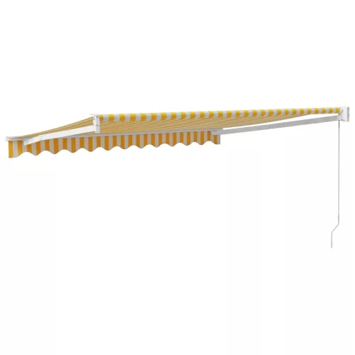  sárga-fehér szövet és alumínium behúzható napellenző 3 x 2,5 m